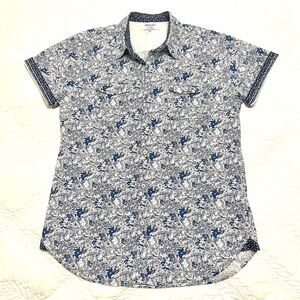 NWT COTTON SOFT RELAXED FLORAL PRINT SHIRT SLEEVE BUTTON UP SHIRT